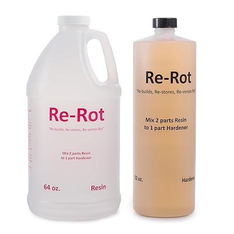 Re-Rot 96 oz Epoxy Kit - Repairs Rot Quickly & Easily, Restores Strength, & Rebuilds Missing Wood - Rapid Drying Even in Winter - Sandable/Paintable - 3 Products in 1